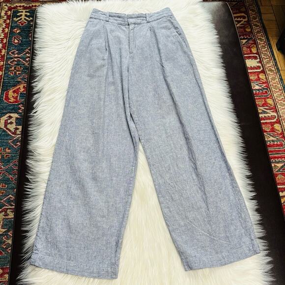 Uniqlo Blue Linen Blend Trousers - Picture 1 of 6